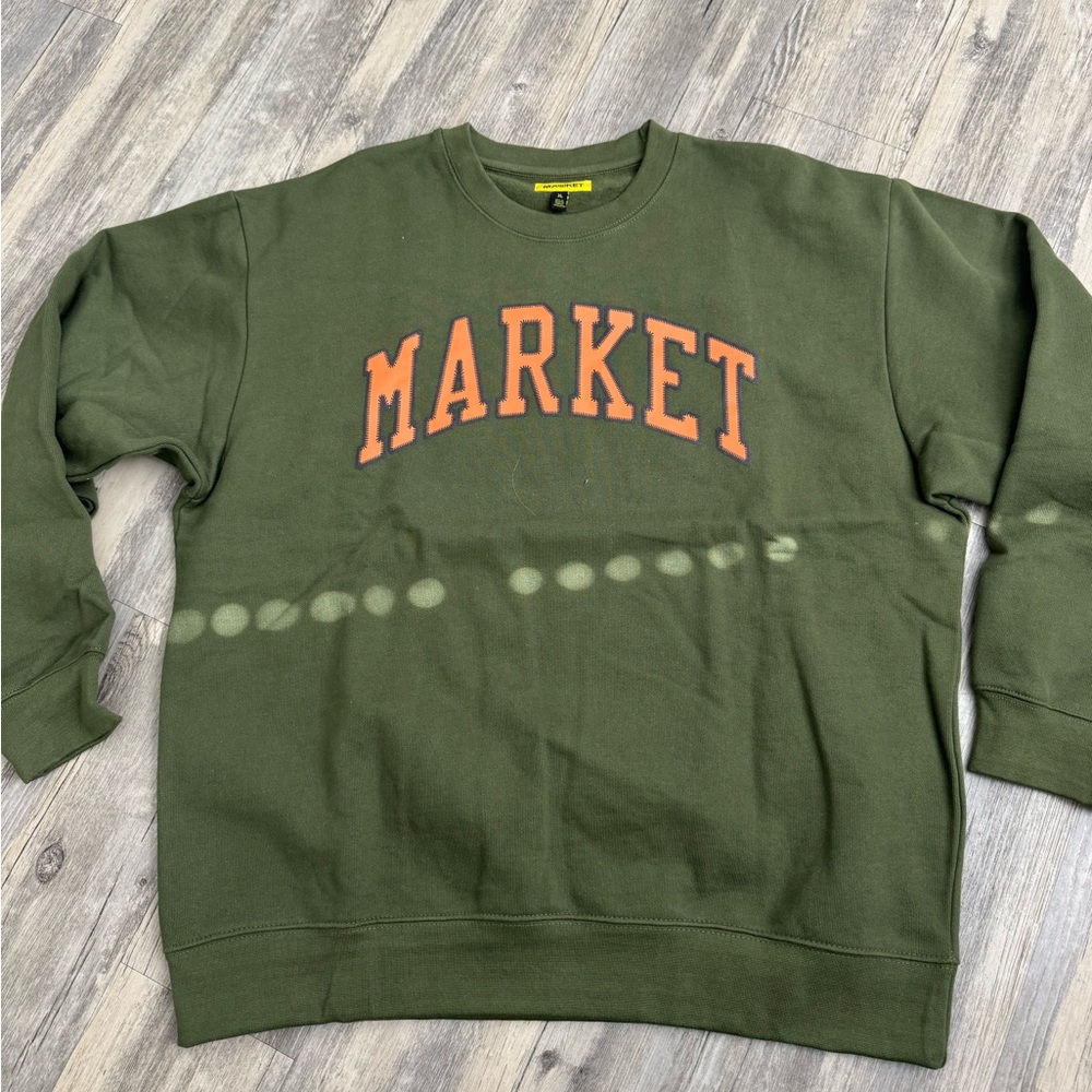 Arket Dark Green Crewneck Sweater with Orange Logo